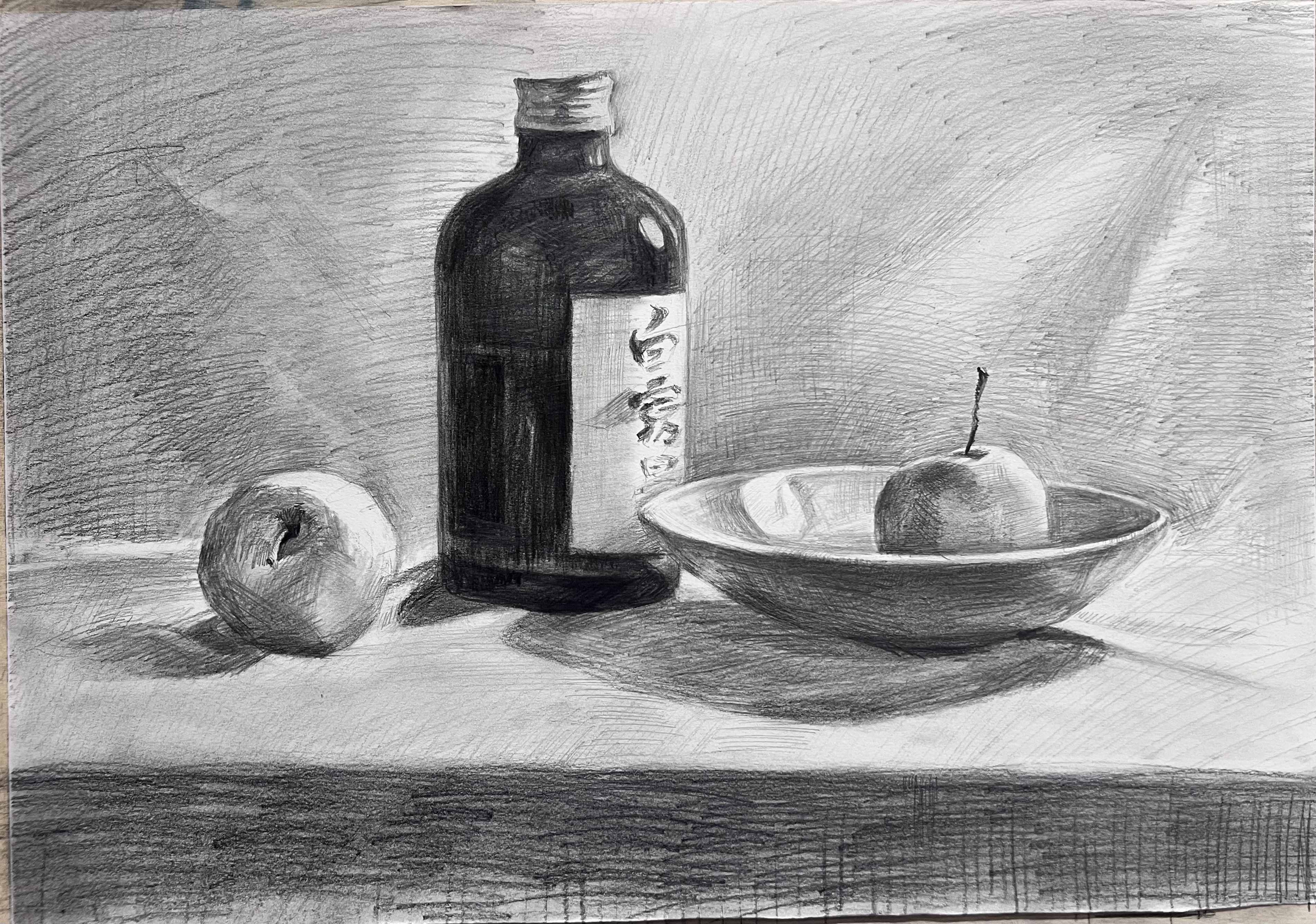 Student observational pencil sketch